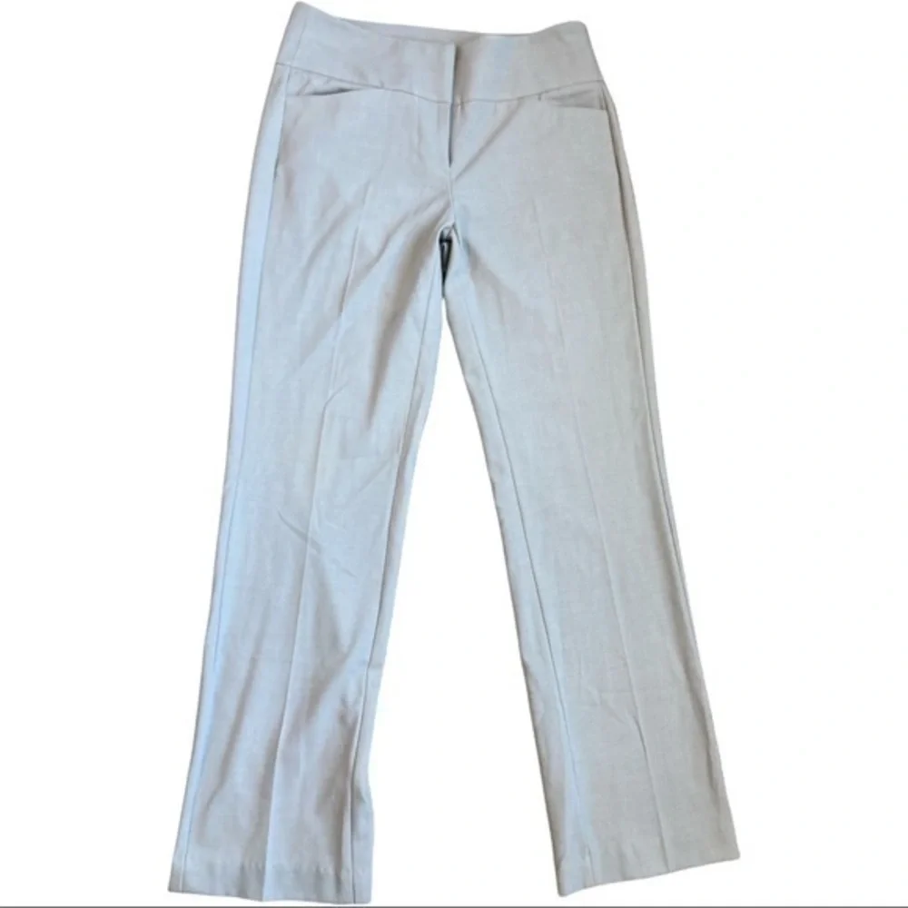 Elle size 2 khaki slacks wide band on waist that buttons triple hook & eye & zip